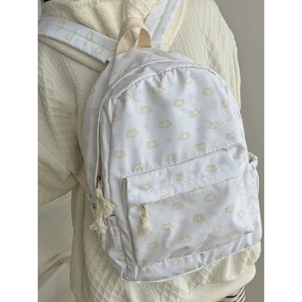 Casa @ caseiro bonito Bowknot gato branco menina coração mochila suave japonês estudantes do ensino médio estudante univ