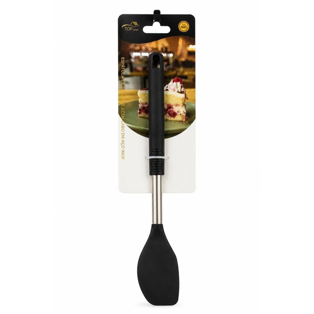 ESPÁTULA DE SILICONE CABO DE INOX - PRETO