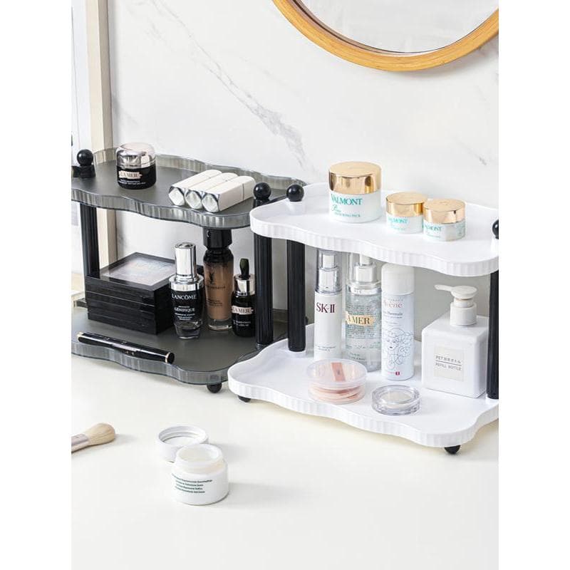 Prateleira de mesa de camada dupla, caneca simples doméstica, xícara de chá, Perfume, cosméticos, Rack de armazenamento,