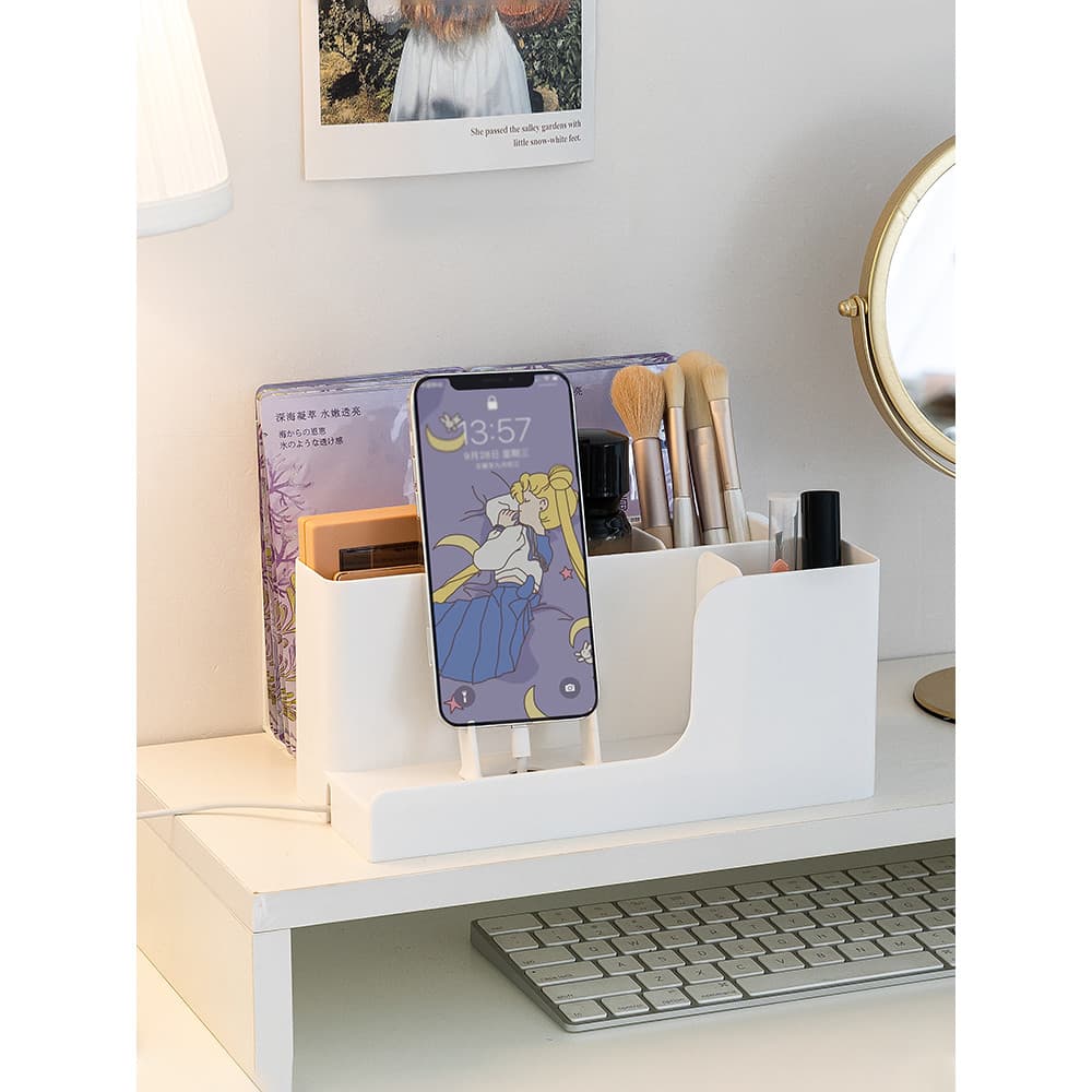 Desktop multi-grade caixa de armazenamento cosméticos organização papelaria rack de armazenamento titular do telefone mó