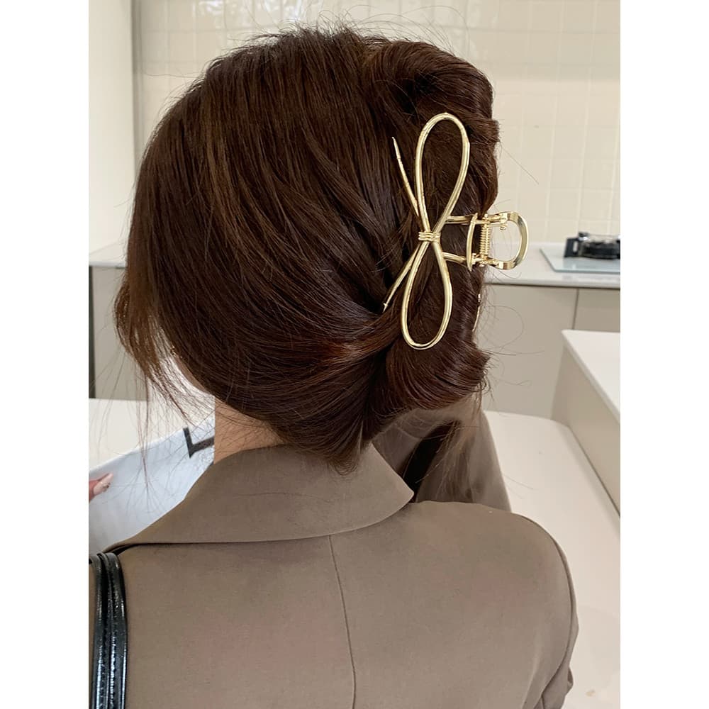 2025 novo estilo verão High-End Metal Grab clip liga arco clipe cocar cabeça traseira tubarão grampo de cabelo