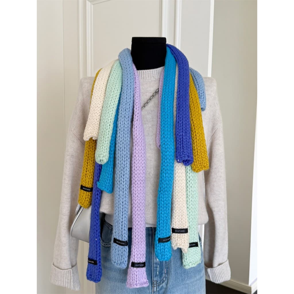Out Street elegante fino Baguette malha Dachshund cachecol 2026 novo estilo ins longo pequeno cachecol quente menina for