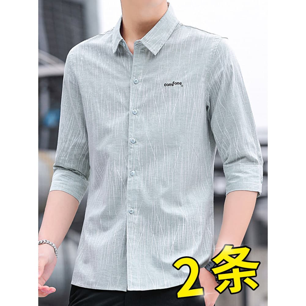 Verão novo estilo camisa de manga de três quartos masculina de manga curta 2025 primavera verão Casual High-End meia man