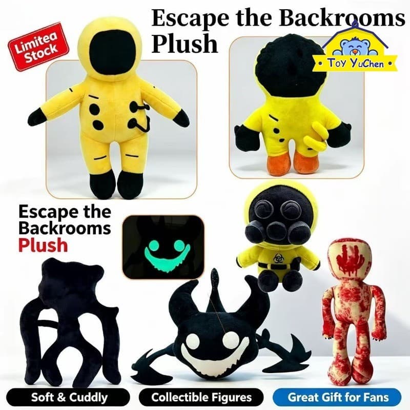 Escape the Backrooms Brinquedo De Pelúcia Fofo Wanderer Smiler Bactérias Howler Skin Stealer Horror Game Figure