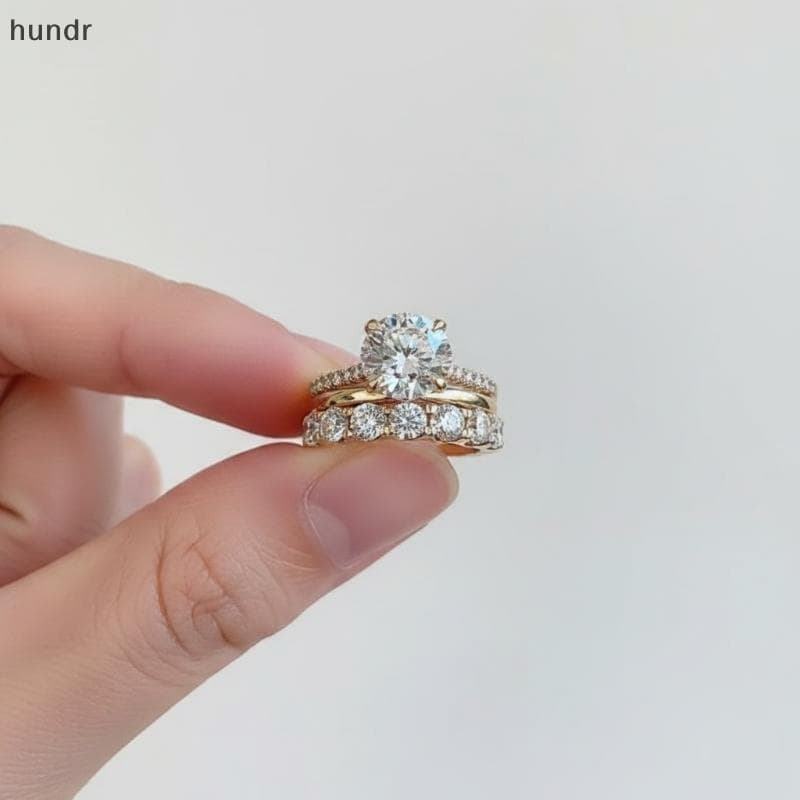 [hundr] Conjunto De 3 Peças De Temperamento De Luxo Com Cinco Garras Incrustadas De Cristal Zircão Anel Para Mulheres Ca