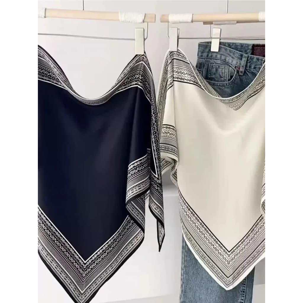 2025 outono novo estilo Retro impresso lenço de seda feminino All-Match temperamento viagem foto xale cintura exterior t