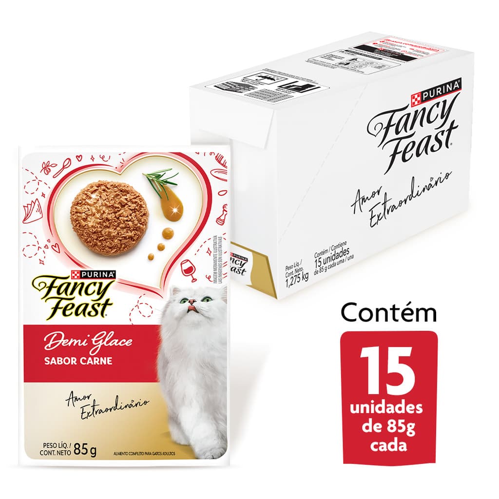 PURINA® FANCY FEAST® para Gatos Adultos Demi Glace Carne  85g  15 unidades