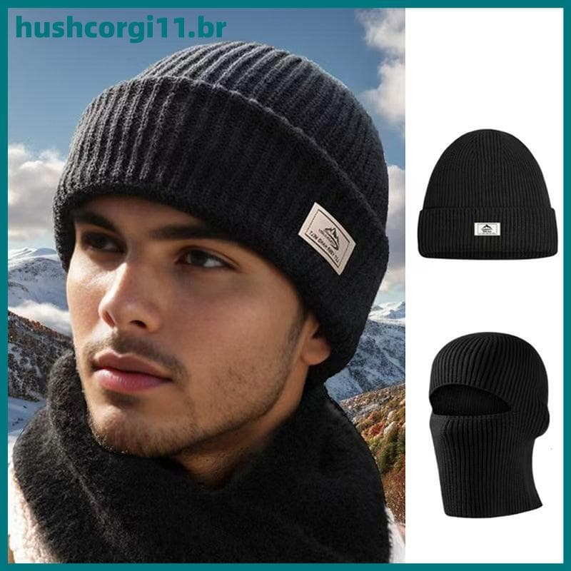 Chapéu De Inverno HUSH 2 Em 1 Para Homens-Máscara De Esqui Facial Completa E Gorro De Malha BR
