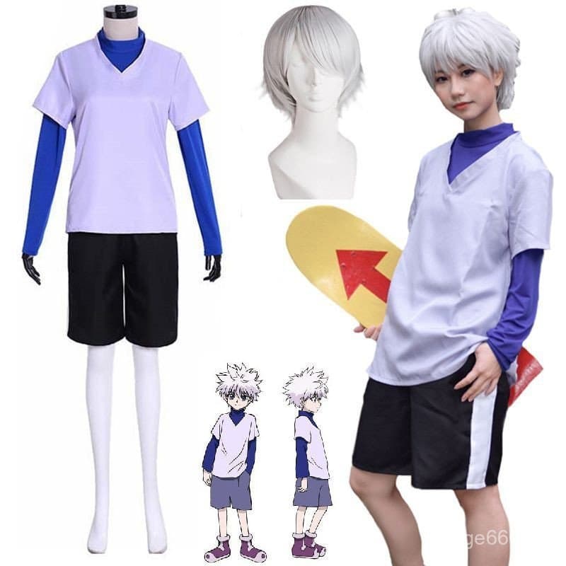 Fantasia de Cosplay do Hunter x Hunter Killua Zoldyck, Traje Completo de Anime Japonês