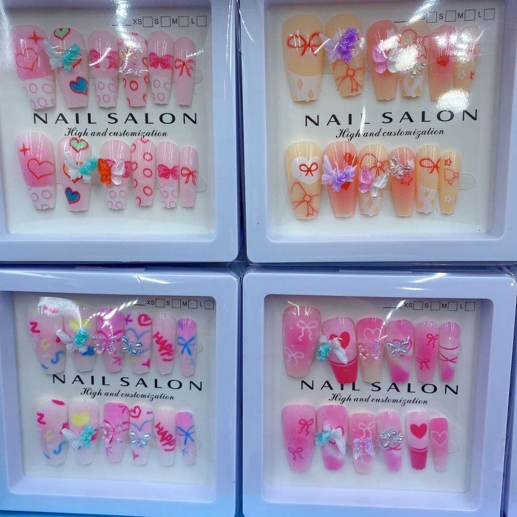 1 caixa grande 12 caixa pequena novo estilo Wearable unhas adesivos de unhas adesivos de unhas loja de papelaria pequeno