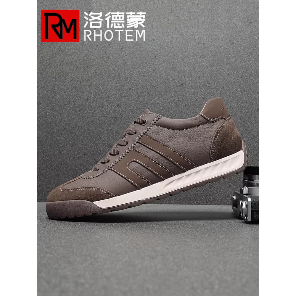 Francês rhem couro genuíno Retro esportes sapatos casuais masculino 2026 novo estilo sola macia confortável Jogging trei