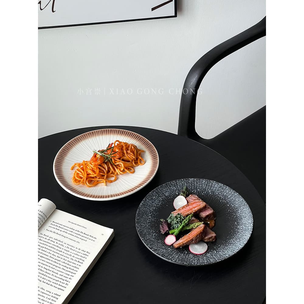 Prato de comida ocidental de alta qualidade criativo high-end macarrão bife placa Retro característica prato de sobremes