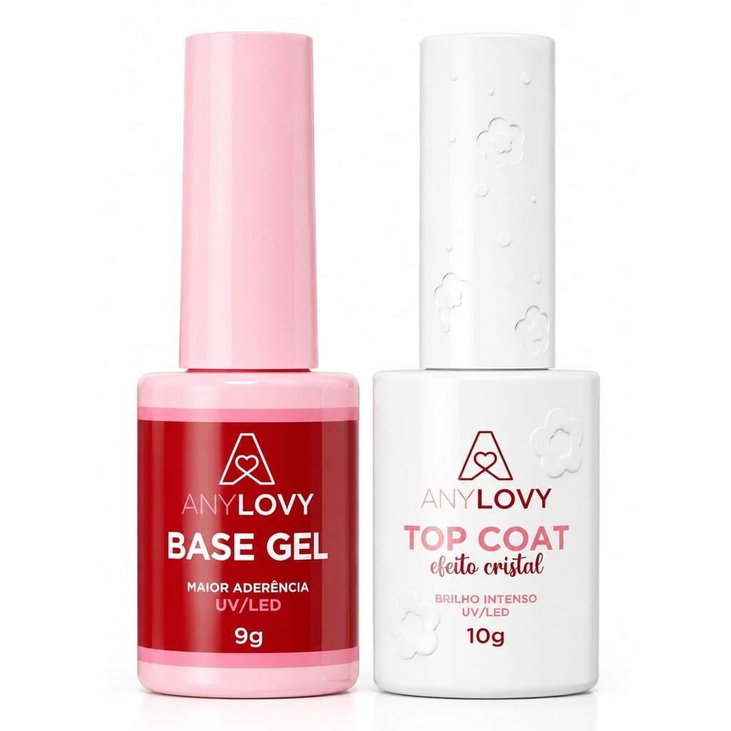Kit Top Coat Cristal + Base Gel Ou Fiber - Anylovy Nail Designer Alongamento De Unha Finalizador