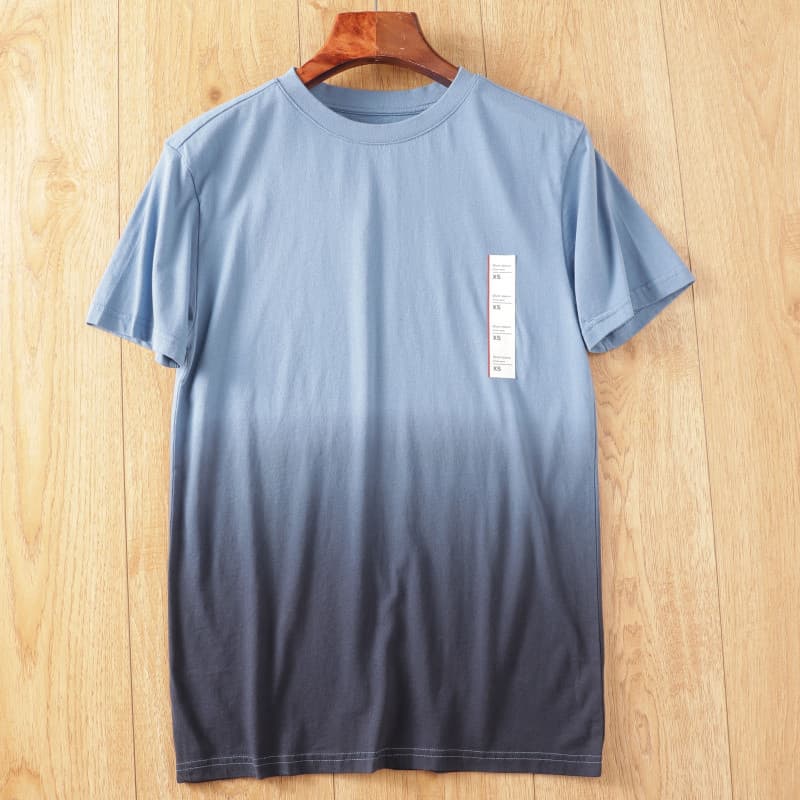 Gradiente Geral Tie-Dye!Chu boca europeu americano único algodão masculino Retro verão em torno do pescoço Casual manga