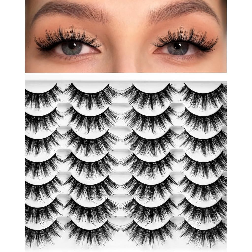 Cílios Postiços Losha com Aparência Natural, Cílios Falsos de Visón Sintético, Feitos à Mão, Volumosos, 14 Pares de Cíli