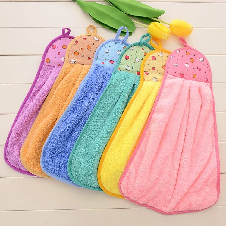 Toalha de mão grossa Super absorvente pendurada cozinha bonito dos desenhos animados pequena toalha quadrada cor remover