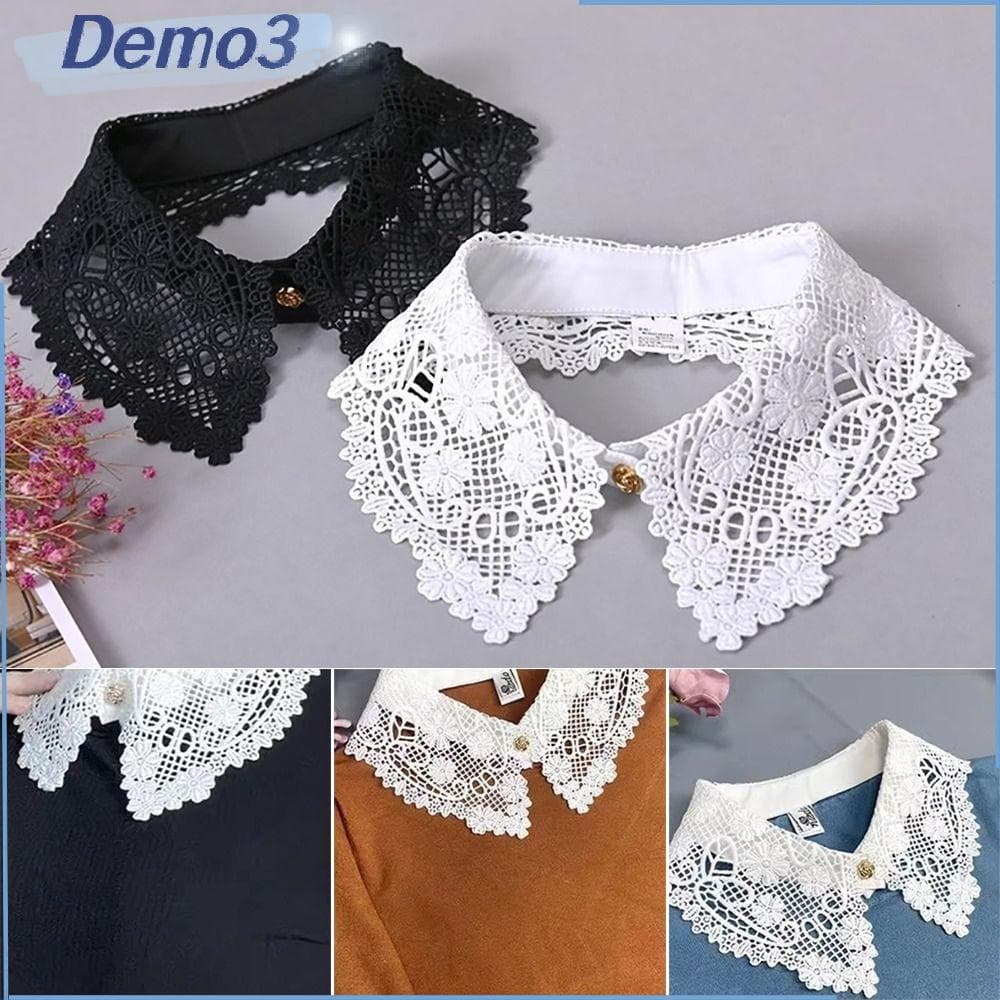 Colar Falso , Gola Falsa Floral Preta E Branca De Renda , Acabamento De Roupas Destacáveis Da Moda