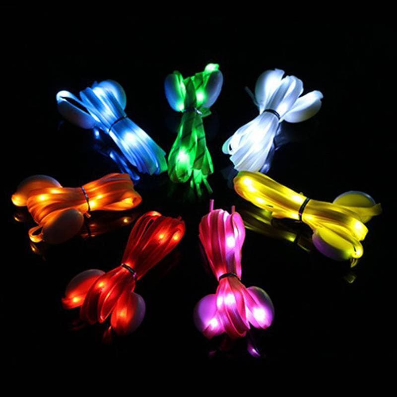 erudi LED Cadarços De Sapato Flash Acende Cores Brilho Piscando Algodão Festa Legal .