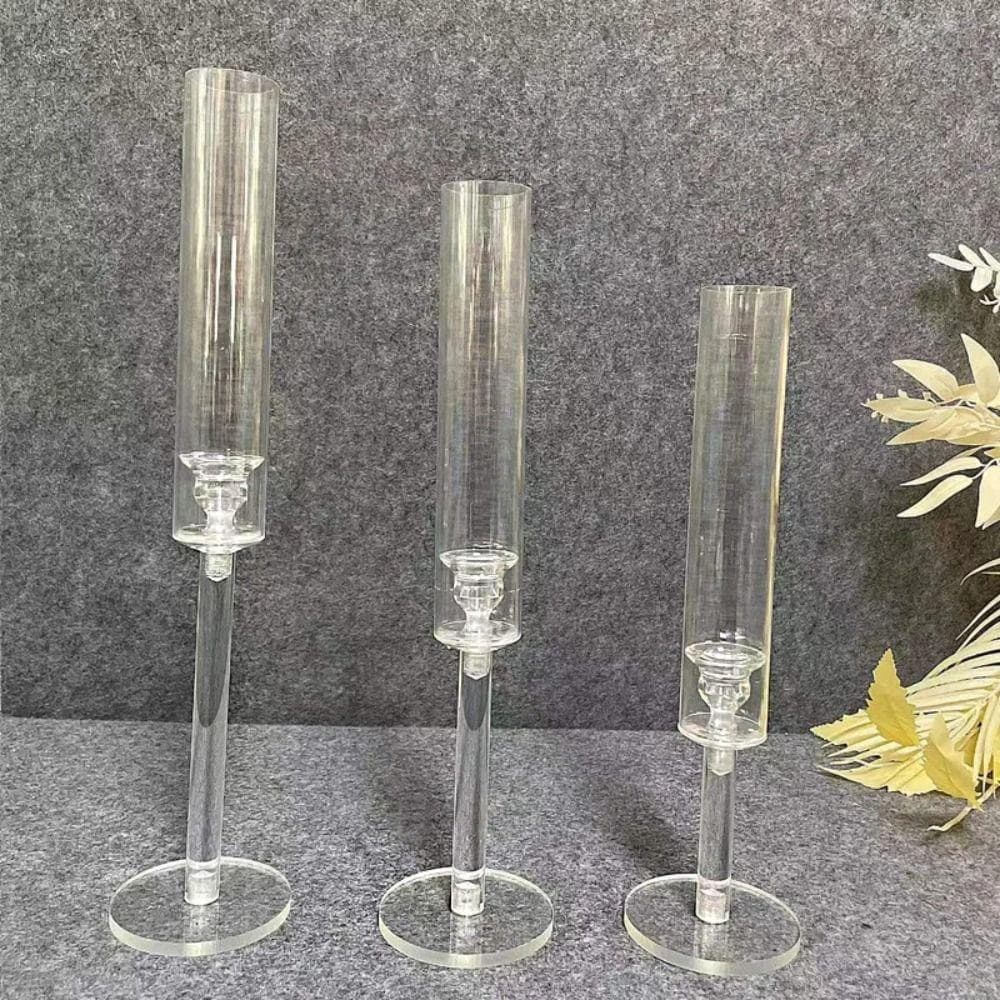 3 Pçs/set Castiçais De Cristal , Castiçal Acrílico Transparente , Candelabros De Chumbo De Estrada De Alta Qual