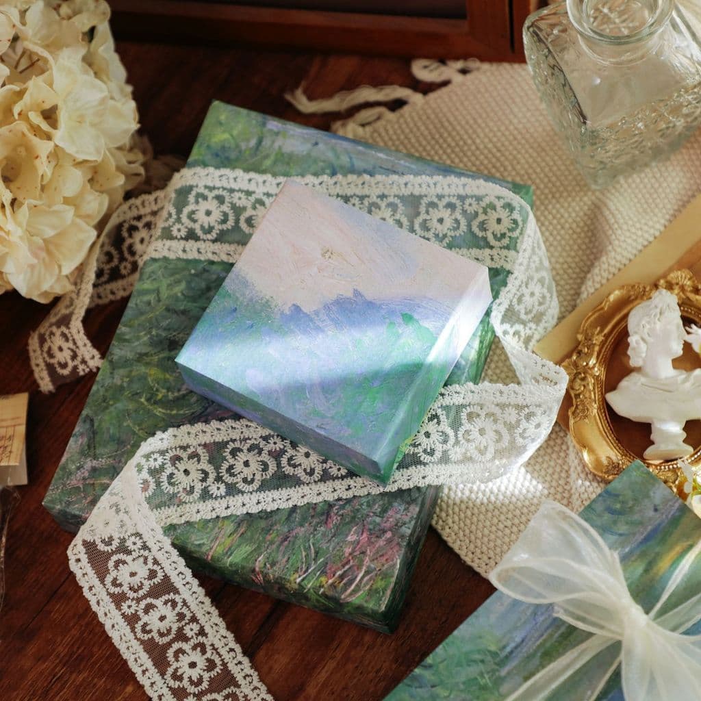 Monet estilo pintura a óleo papel de embrulho de presente papel de presente Premium feito à mão caixa de presente DIY Ma