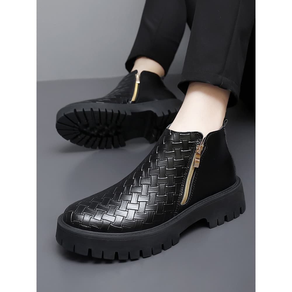 Botas Chelsea de couro genuíno genuíno masculinas outono inverno negócios Martin botas mais veludo estilo britânico bota
