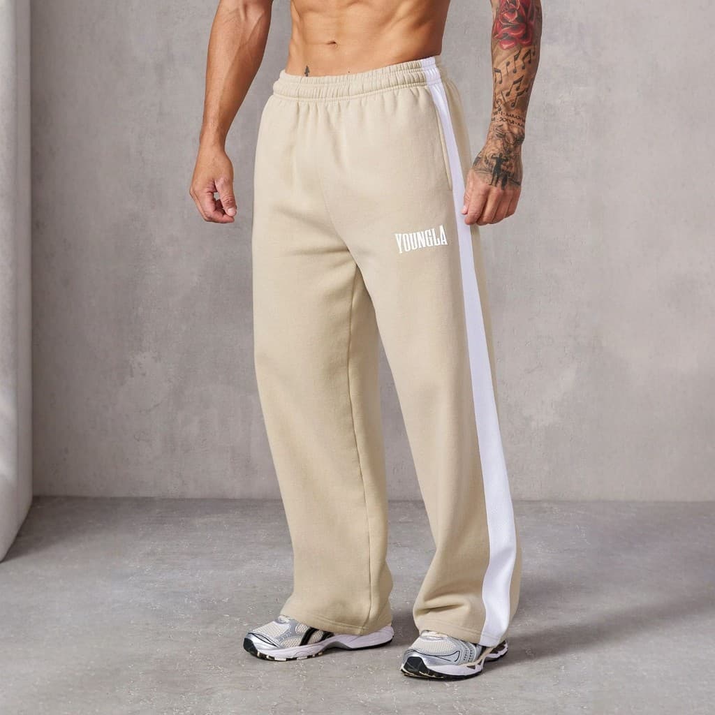 YOUNGLA americano novo estilo calças esportivas masculinas costura impressa calças casuais Jogging esportes Fitness calç