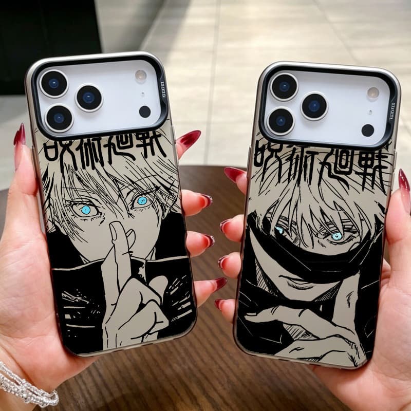 Capinha para iPhone 17/16/15/14/13/12 Pro Max Capa celular gojo satoru anime prata colorido anti impressão
