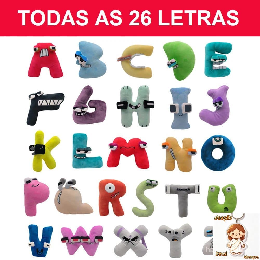 Novidade - Alfabeto Lore Inteiro 26 Letras de Pelúcia Alfabeto Maluco Doido Educativo Almofada Travesseiro Brinquedo Cri