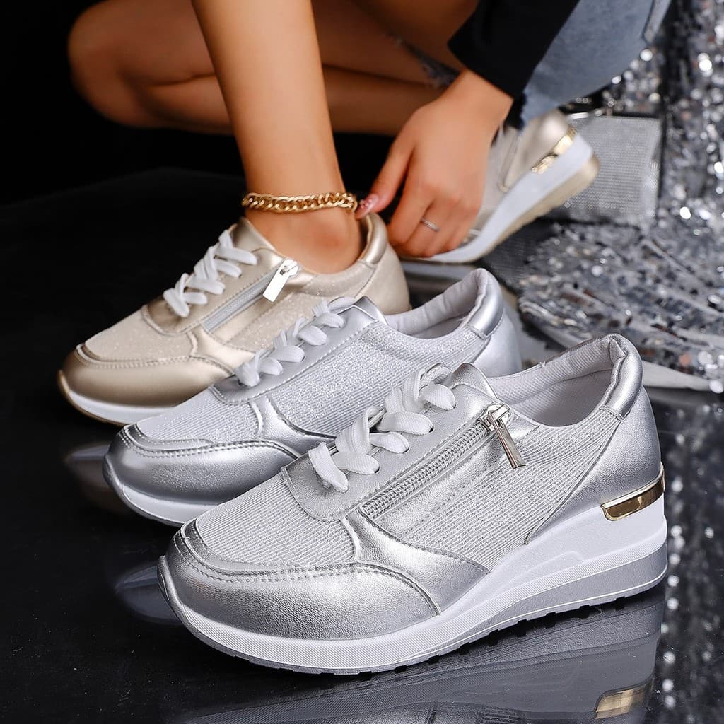 2026 novo estilo tamanho grande sapatos casuais femininos 2026 primavera verão moda frente rendas sapatos de cunha tênis