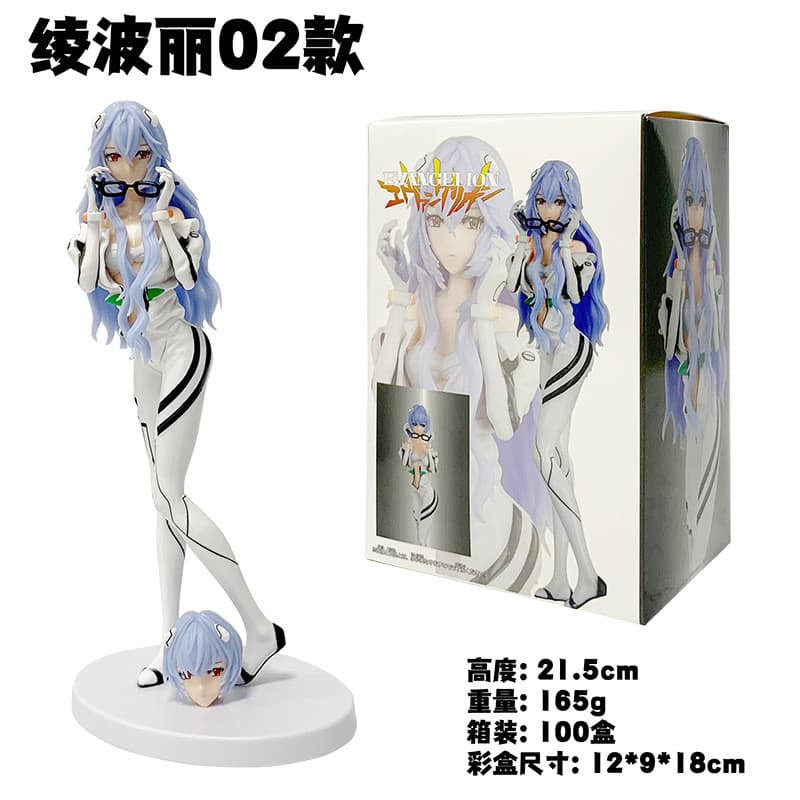 Neon Genesis Evangelion Versão Teatral EVA Azul Cabelo Longo Cabeça Intercambiável Óculos de Cabelo Curto Ayapoli Figura