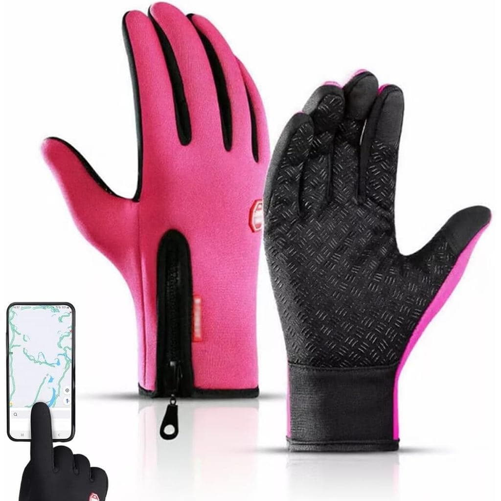 Luvas Térmicas Antiderrapantes à Prova d'Água e Vento, Luvas de Ciclismo de Inverno Quentes com Tela Sensível ao Toque