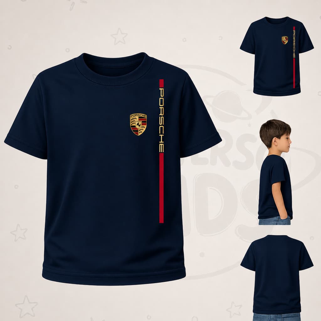 Camiseta Infantil Juvenil  Básica Porsche Carro esportivo Unissex Camisa Porsche Premium
