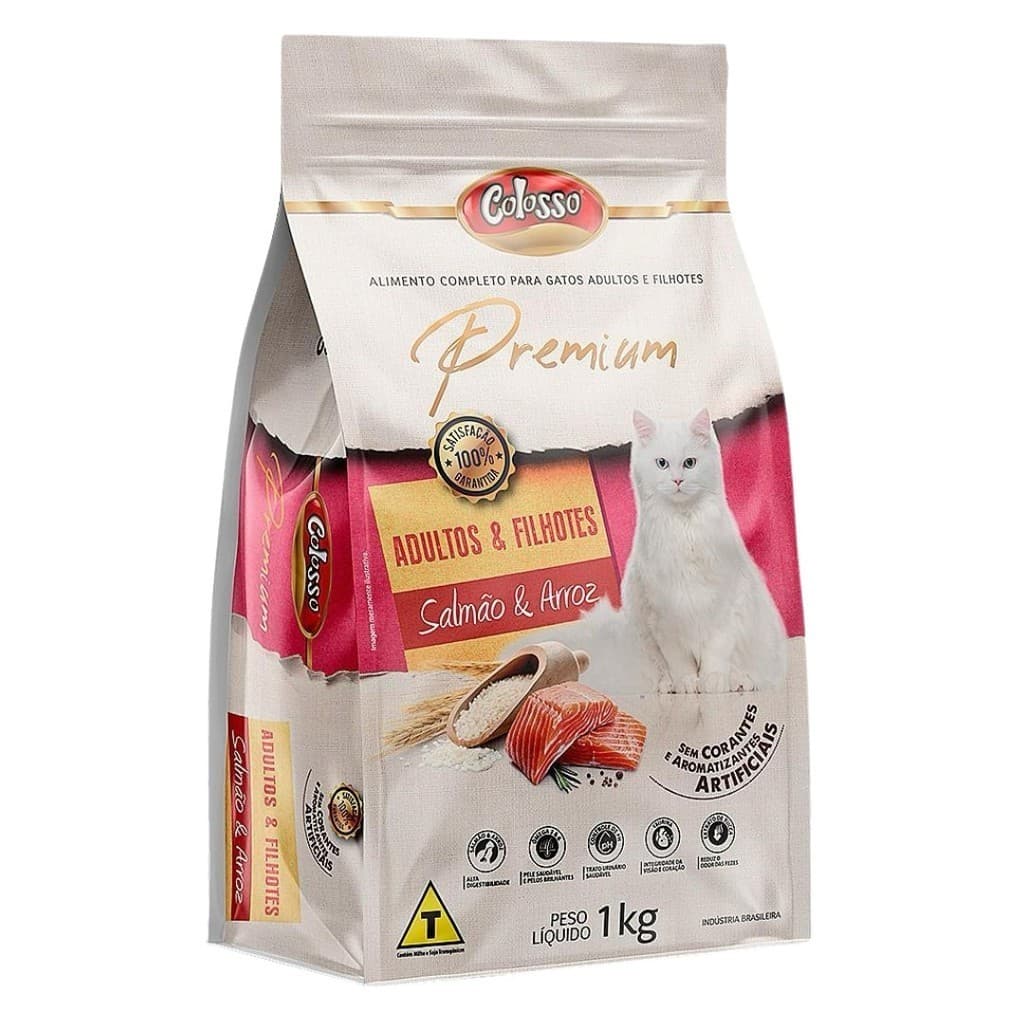 Ração Gatos Adultos E Filhotes Salmão Premium Colosso - 1kg