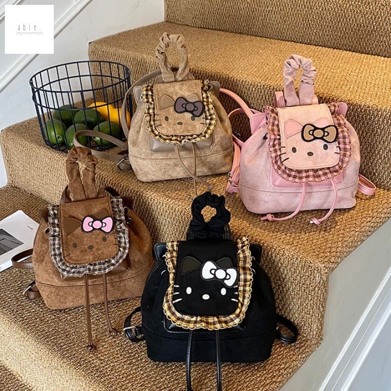 Mochila Retro Kitty-Mini Bolsa Escolar Fofa Para Outono Inverno 2025