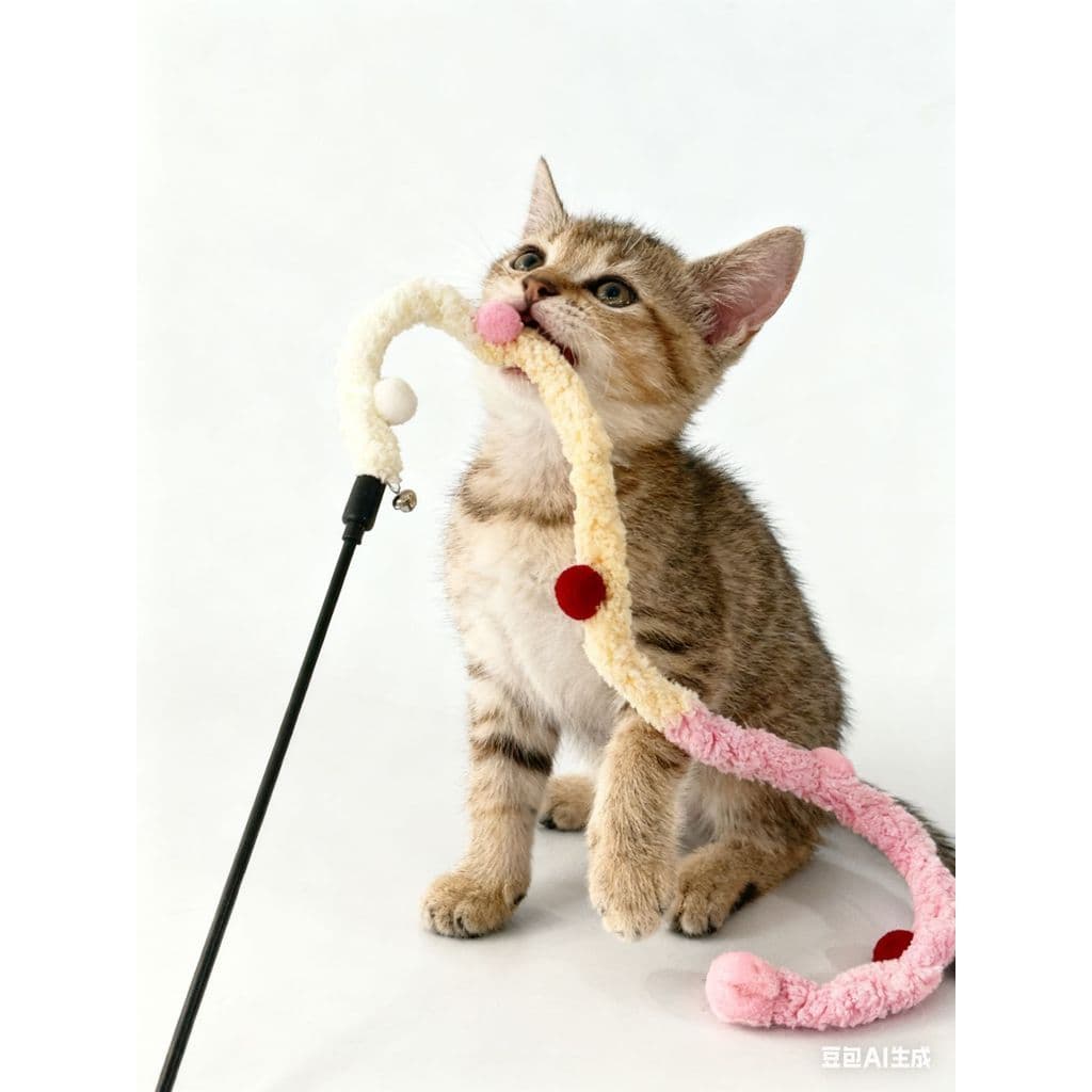 Varinha de Brinquedo para Gatos – Natal, Pelúcia Macia, Pompom, Modelo Novo, Alta Qualidade