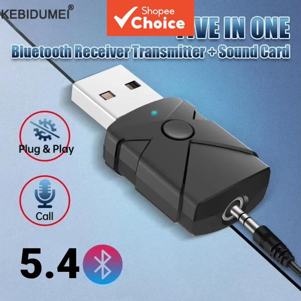 Transmissor Receptor De Áudio USB Bluetooth 5.4 Adaptador AUX De 3.5 Mm Para TV