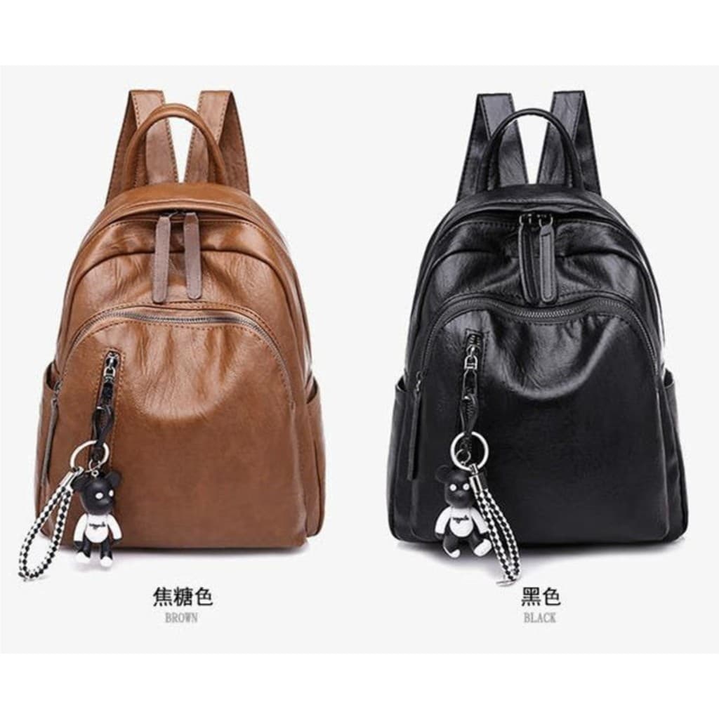 [SJB] Mochila feminina de couro preto marrom de grande capacidade, novo estilo simples PU Casual mochila feminina, mochi