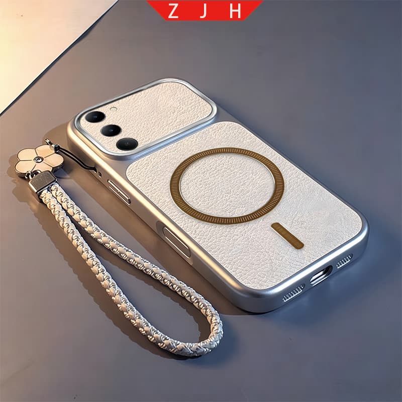 Capa TTTM para Redmi 15 5G Telefone Retro Padrão de Couro em Relevo Capa Magnética Traseira para Telefone Lente HD Espel