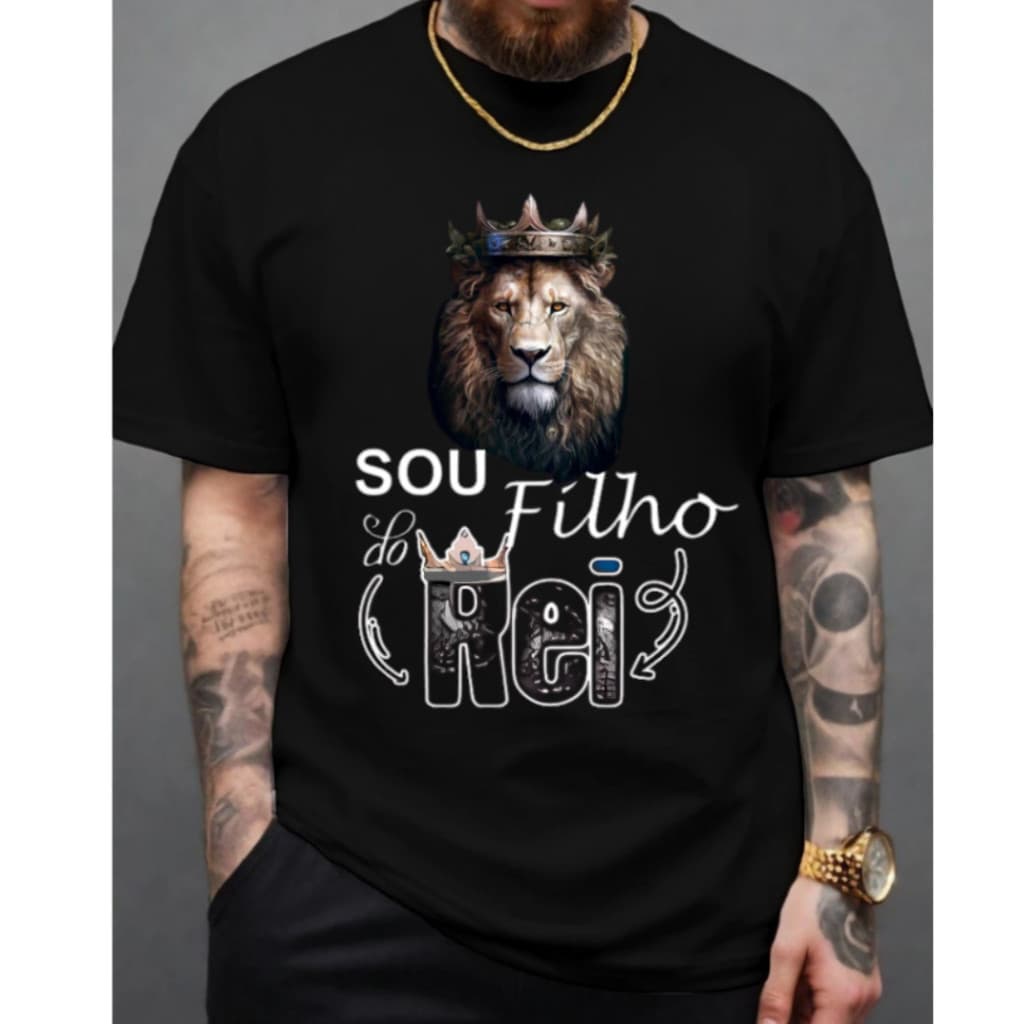 [Camiseta Premium em Algodão Puro]CC CAMISETA CRISTÃ LEÃO JUDA FILHO DO REI CAMISA BLUSA MASCULINA ESTILO MAIOR