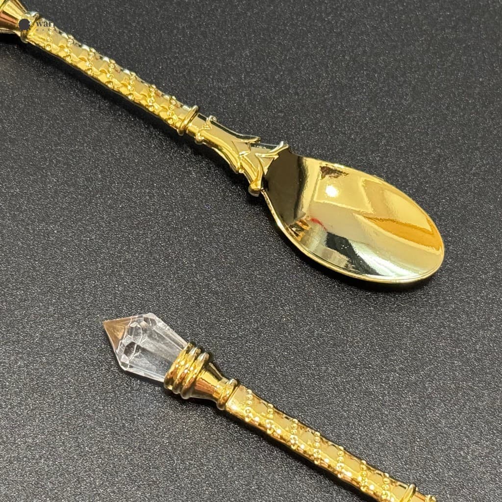 Colheres De Metal Dourado Vintage Com Cristais-Conjunto De 6 Para Café , Chá E Leite