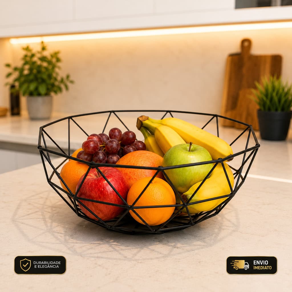 Cesto Fruteira de Mesa Aramado 1 Andar em Metal Organizador Multiuso Frutas Legumes