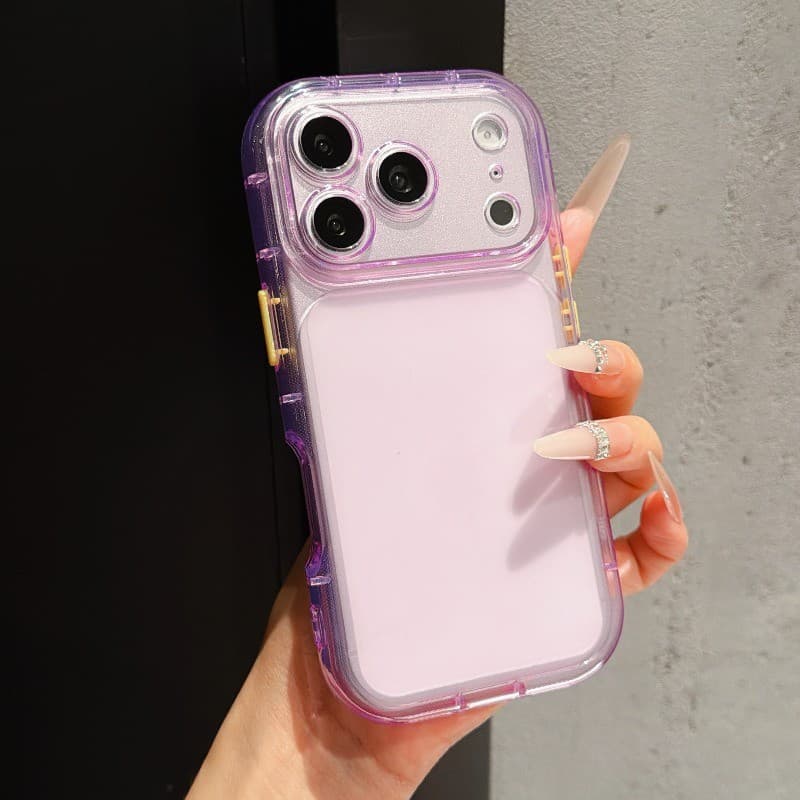 Névoa De Gelo Cor Transparente Grande Janela Caso De Telefone Escudo Macio IPhone 11 12 13 14 15 16 17 18 Pro Max Plus C