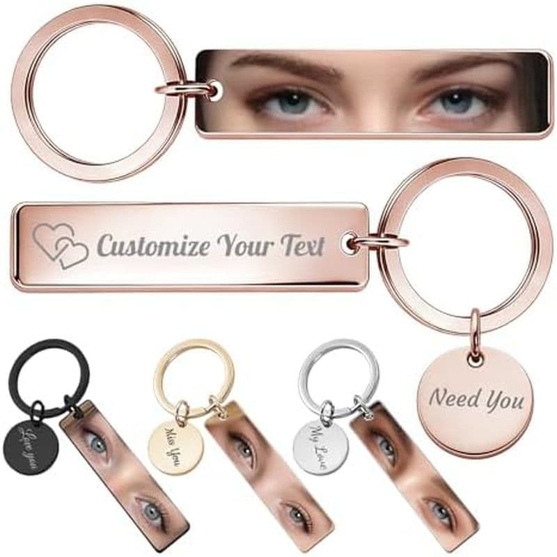 Chaveiro De Olho Personalizado , Gravado Frente E Verso Aço Inoxidável , Presente Para Casais , Graduados