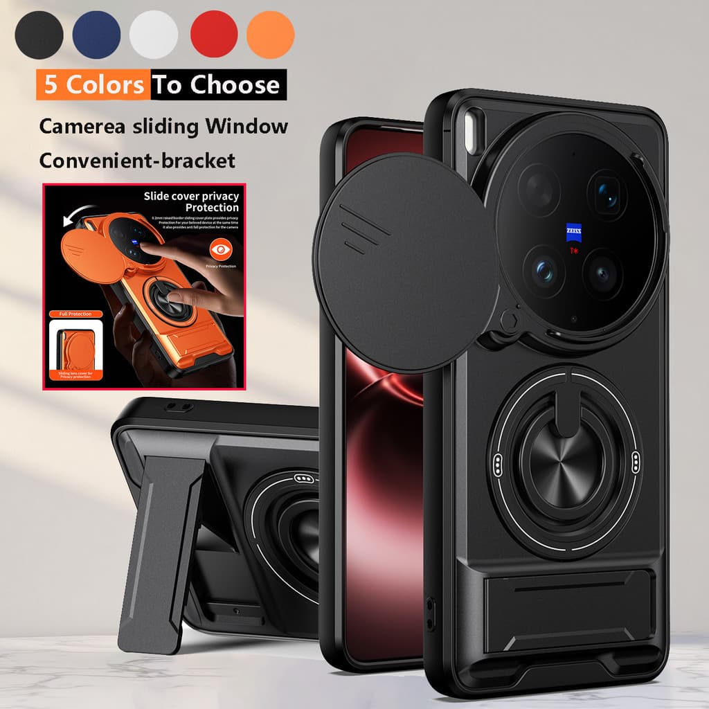 Capa para Vivo X300 Ultra X300 Pro VivoX300Ultra X300Ultra 5G com Janela Deslizante, Suporte para Telefone, Proteção de