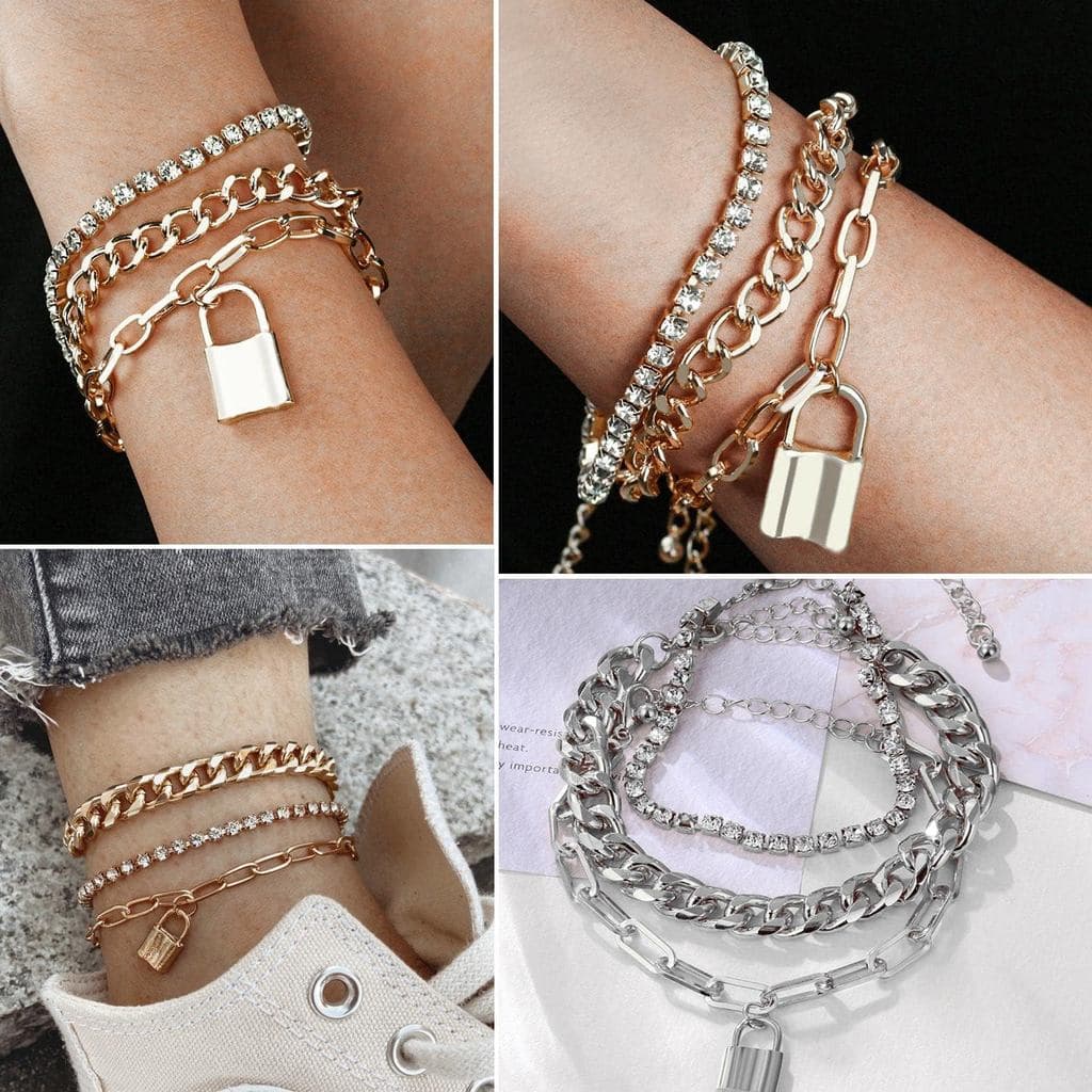 18-25 Peças (Pacote Com 6) Conjunto De Pulseiras De Ouro Boho Para Mulheres Empilháveis Delicadas E Grossas Corrente Aju