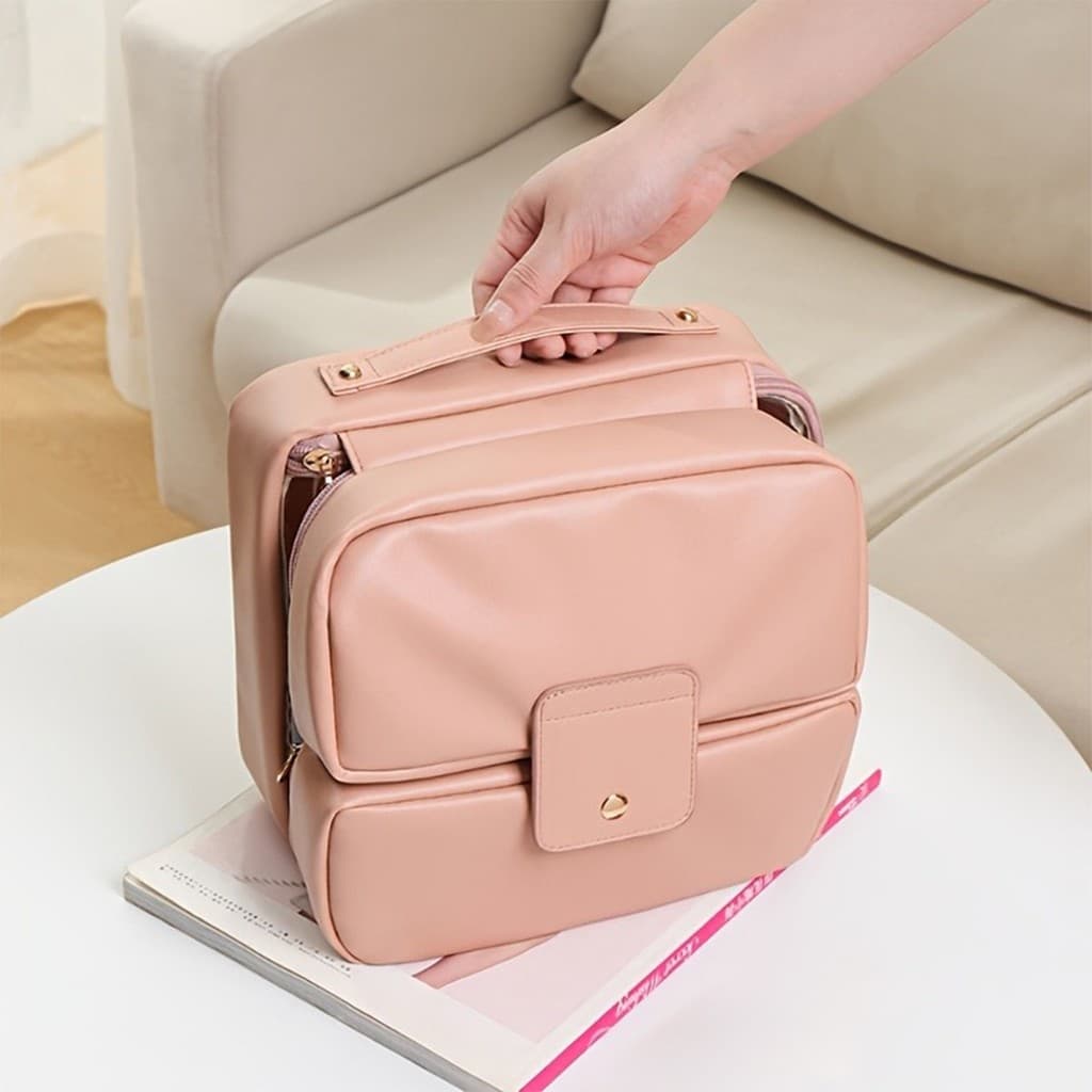 Bolsa Cosmética Dobrável Elegante De Grande Capacidade-Organizador Portátil De Armazenamento De Maquiagem Com Vários Com