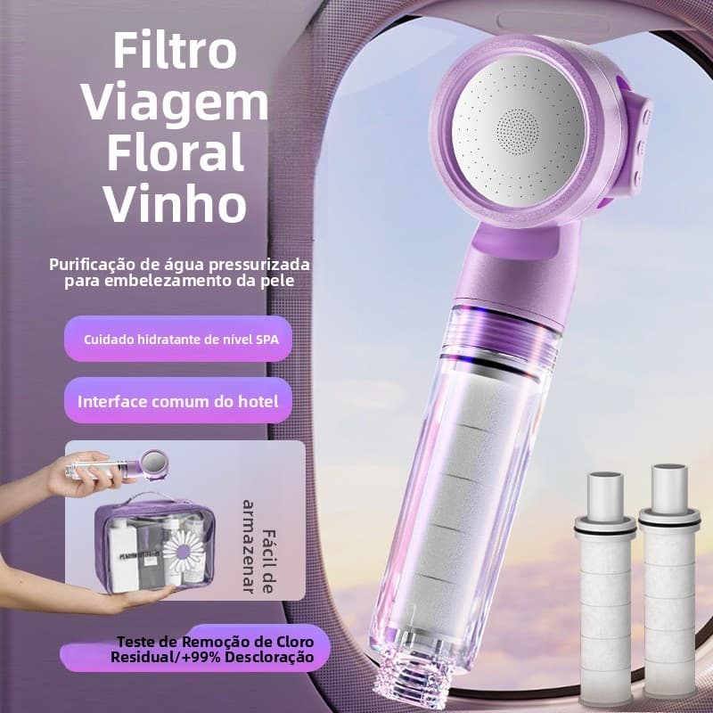 Aspersor de chuveiro portátil com filtro Chuveiro pressurizado de três velocidades com elemento filtrante Interface Univ