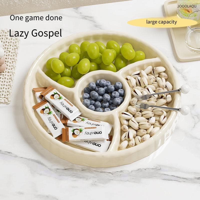 Premium Sensação Luz Luxo Onda Padrão Bandeja De Frutas Multi-Compartimento Armazenamento Prato Lanche Seco Grau Aliment