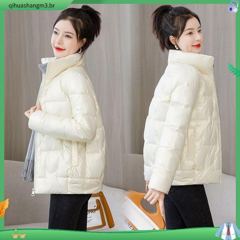 Jaqueta brilhante feminina jaqueta acolchoada estilo curto 2025 inverno outono novo estilo jaqueta acolchoada versão cor