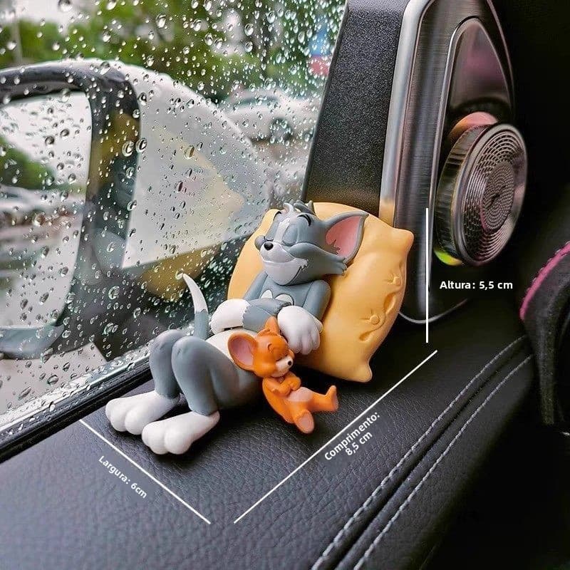 Decorações de carro Tom Jerry de gato e rato, bonecos de mesa internos fofos, decoração de interiores do Console central